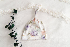 memeeno baby top knot hat floral darling