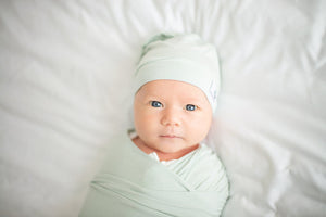 Newborn Top Knot Hat - Sage - MEMEENO