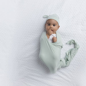 Newborn Top Knot Hat - Sage - MEMEENO