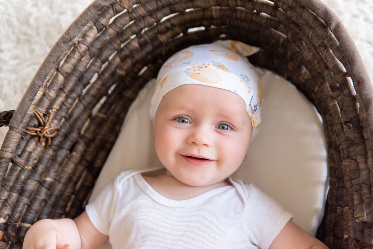 sleepy fox top knot hat for newborns