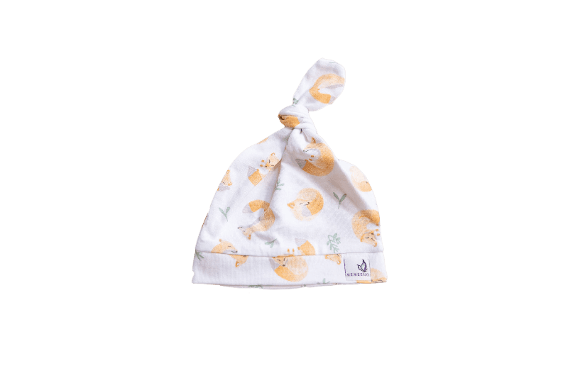 sleepy fox top knot hat for newborns