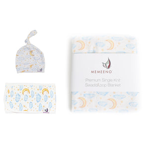 luna bundle of swaddle top knot hat and band