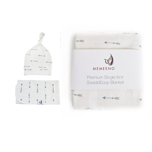 Quill bundle of swaddle band and top knot hat