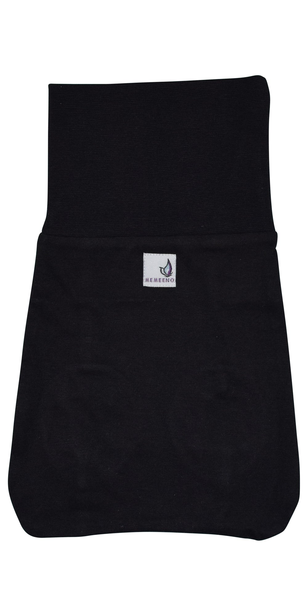 backside of black organic cotton black memeeno baby belly bloomer