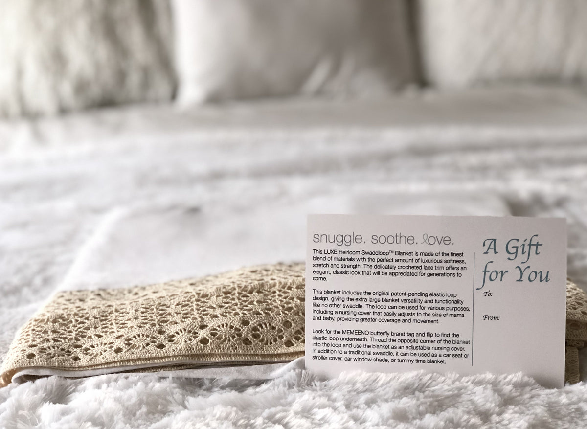 Heirloom swaddle blanket white with beige crochet lace handmade