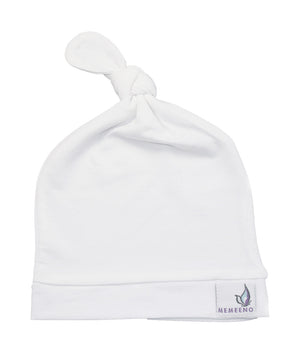 MEMEENO baby top knot hat white pearl