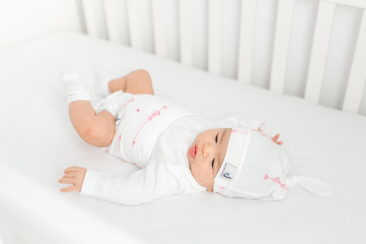 memeeno baby top knot hat beanie love her