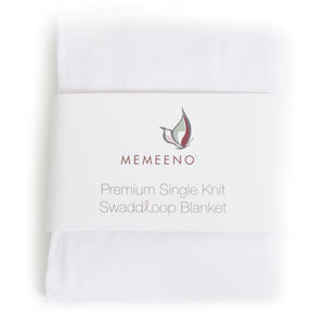 white memeeno baby swaddle blanket packaged