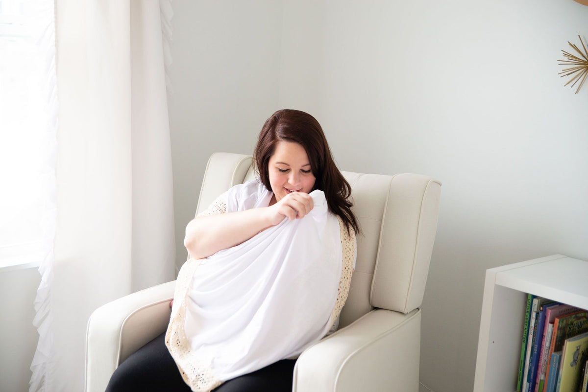 Heirloom swaddle  baby blanket white with beige crochet lace handmade