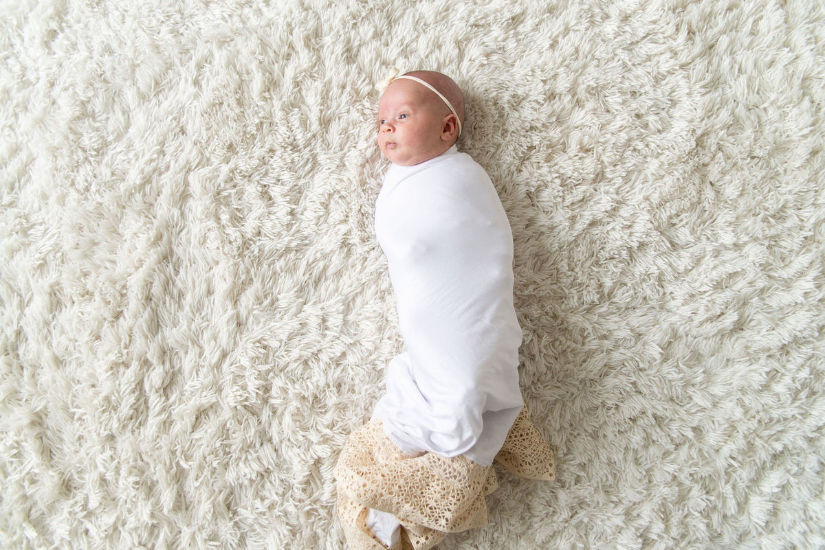 Heirloom swaddle  baby blanket white with beige crochet lace handmade