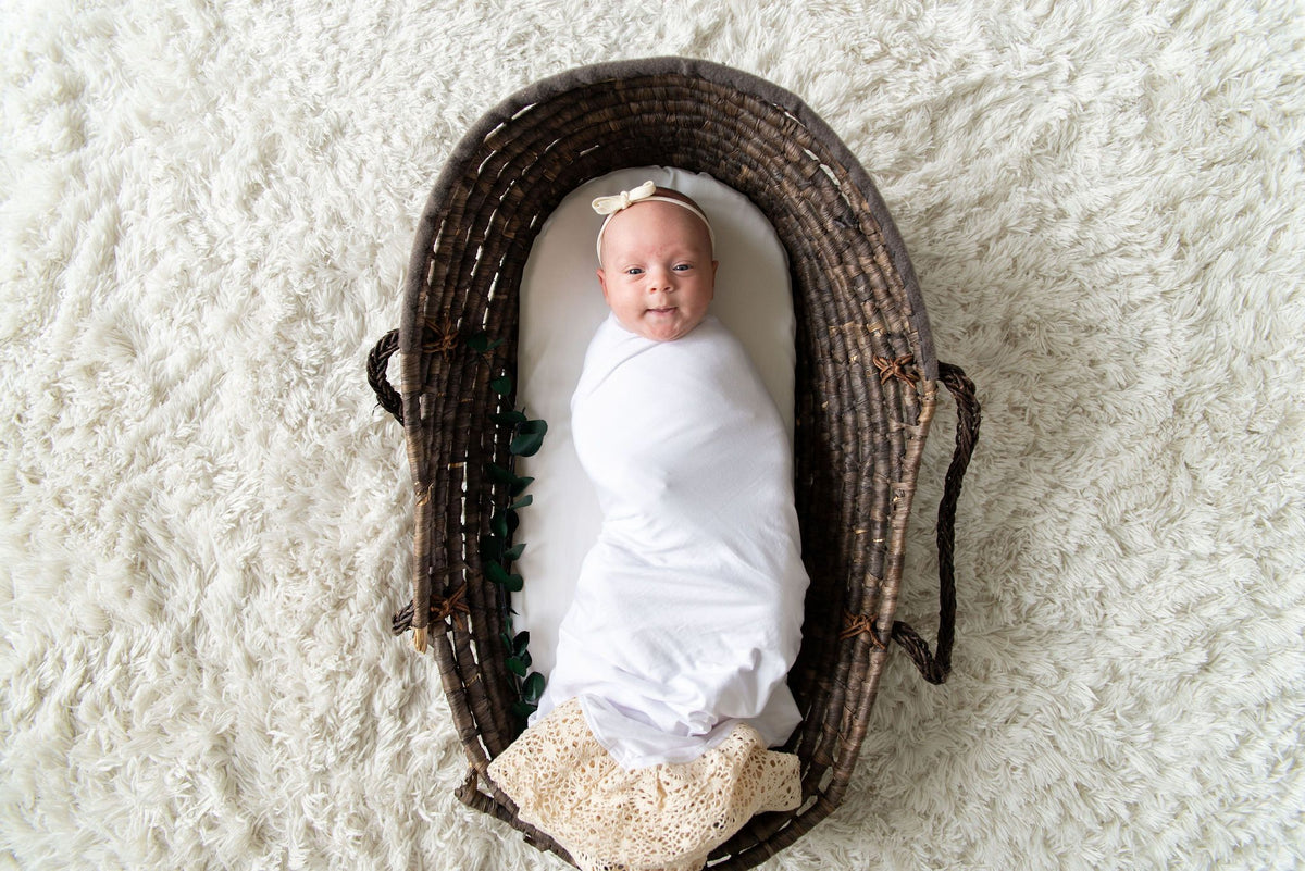Heirloom swaddle  baby blanket white with beige crochet lace handmade