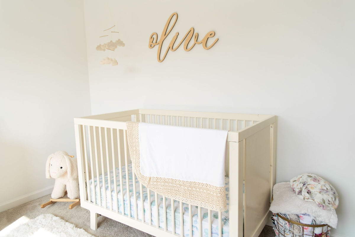 Heirloom swaddle  baby blanket white with beige crochet lace handmade