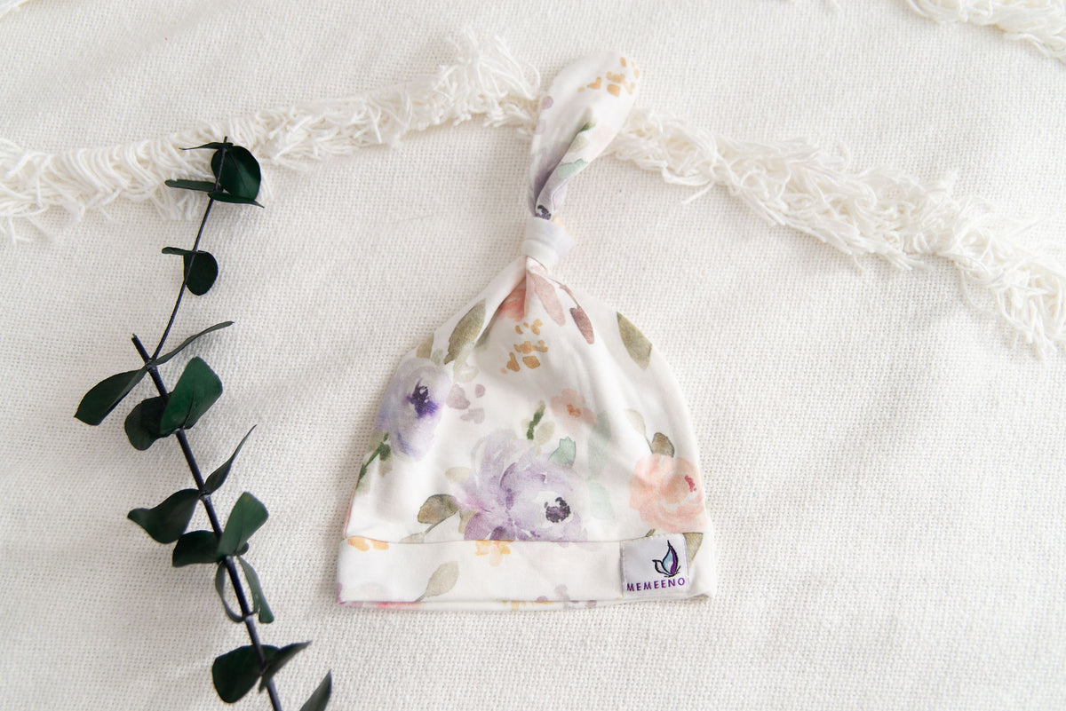 memeeno baby top knot hat floral darling 