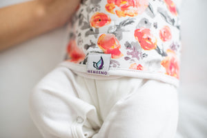 close up of baby belly band floral 