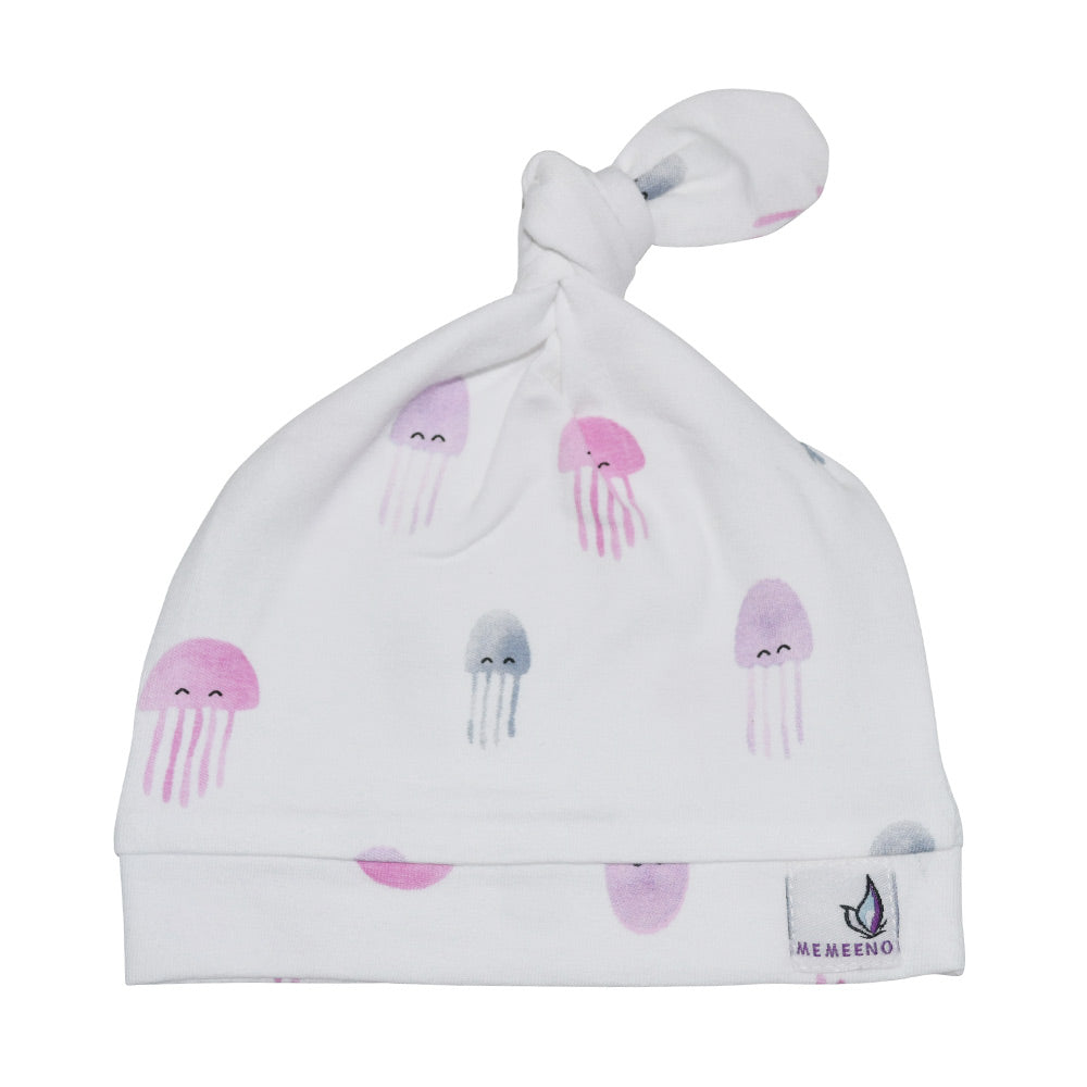 memeeno aurelia jellyfish organic cotton top knot hat