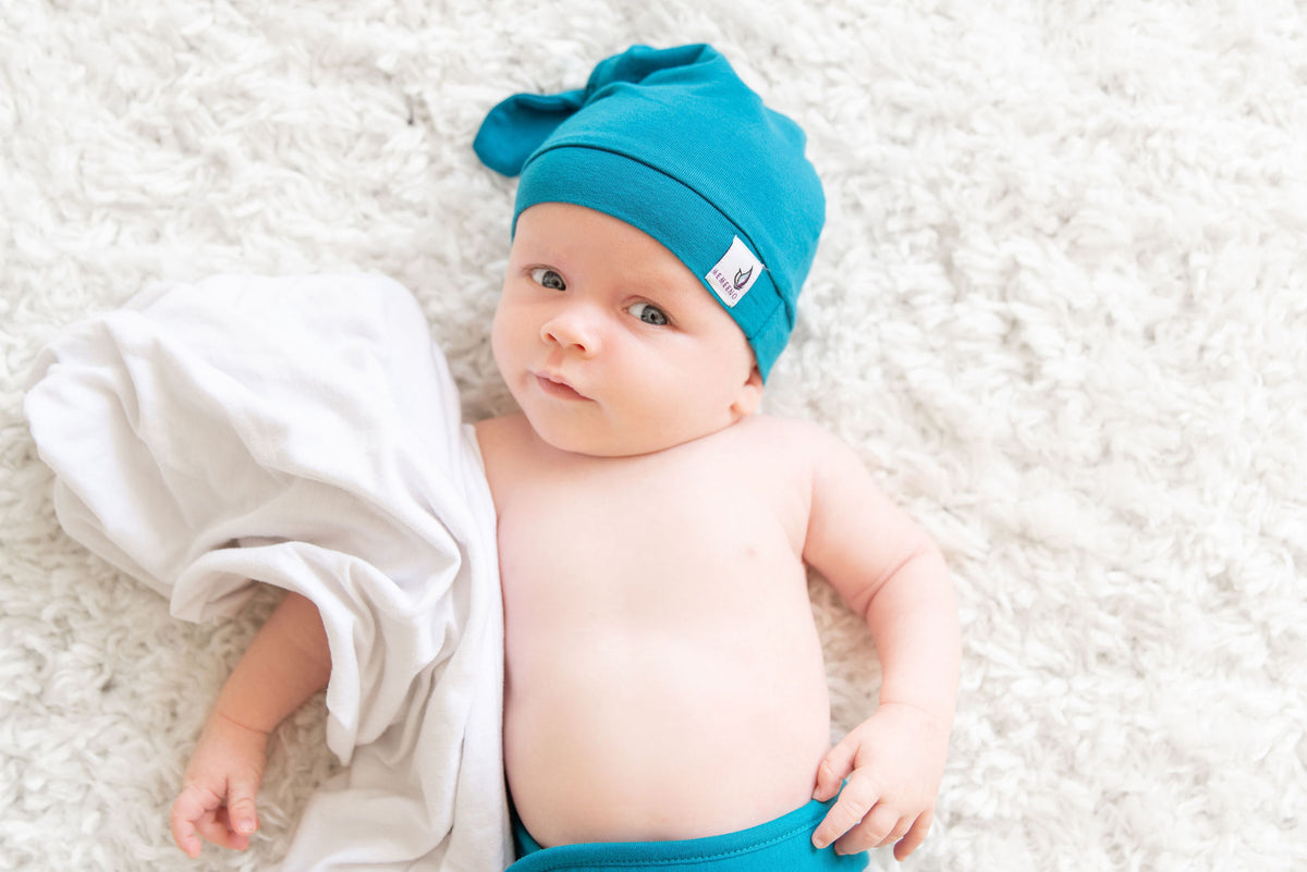 ocean baby top knot hat