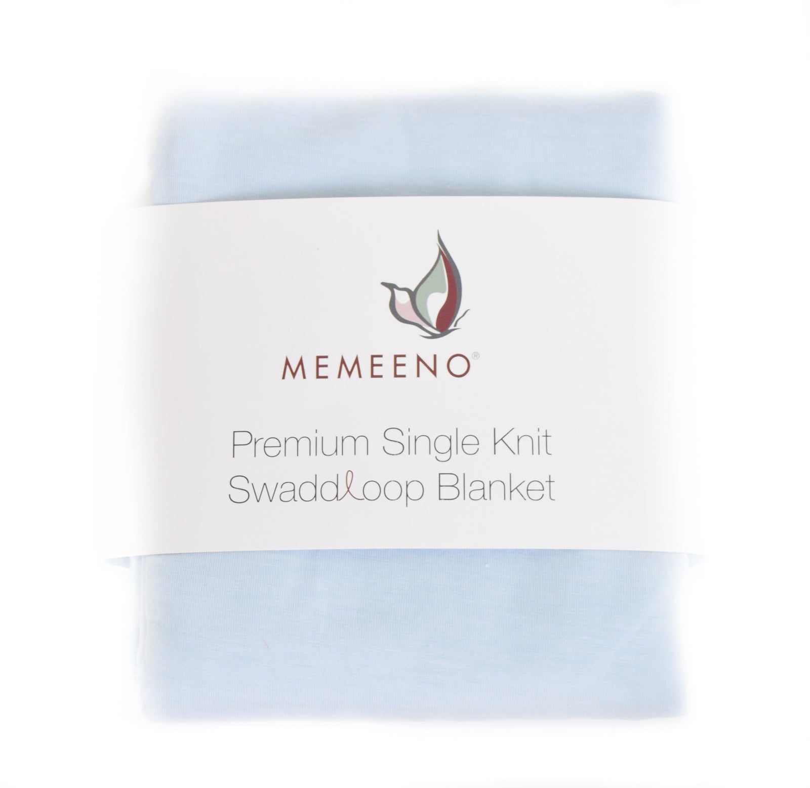 sky blue swaddle wrapped in packaging